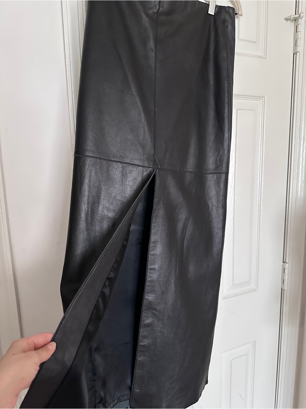 Black Leather maxi  Skirt